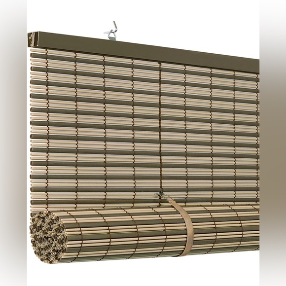 Porch & Den Longbow Vinyl Cordless Roll-up Veranda Blind 48x72 Desert/Almond - Picture 3 of 5